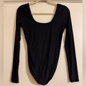 Aerie Smoothez Black Long Sleeve Bodysuit